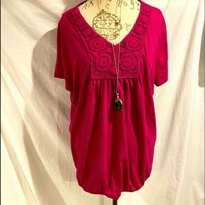 St. John’s Bay Magenta Short Sleeve Top, 2x